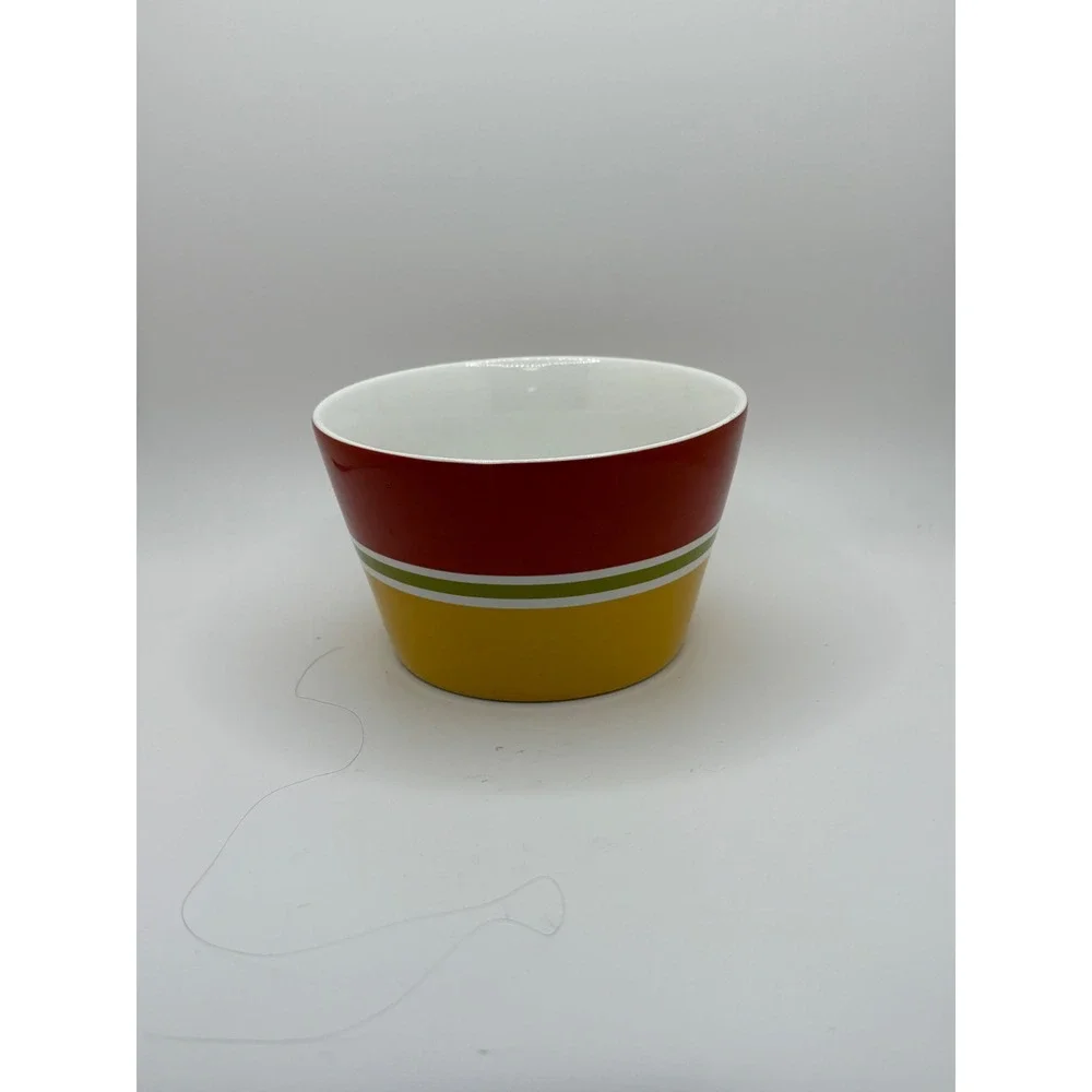 222 Fifth Cadiz Red‎ Yellow Stripes Fine China Small Bowl